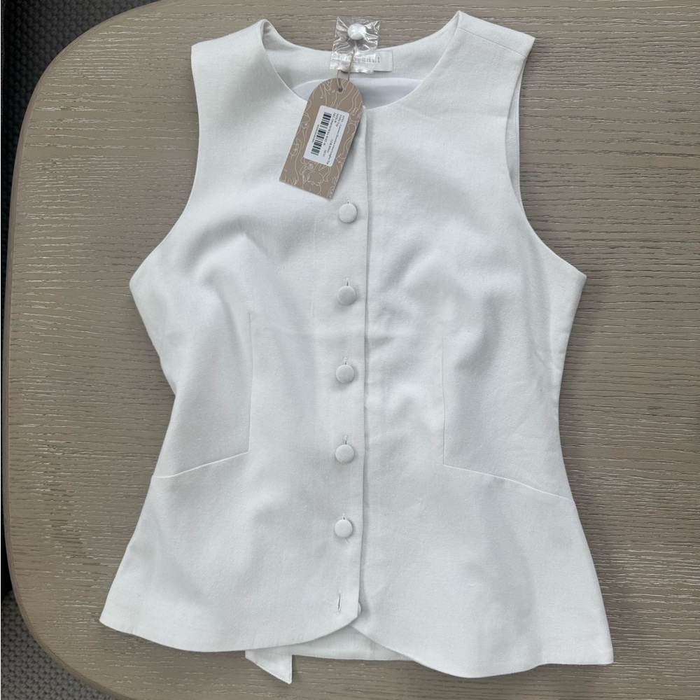 Meshki Laurence Vest white linen NWT